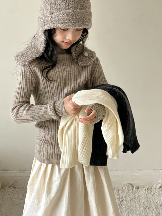 Girl's Half Turtleneck Cotton Sweater