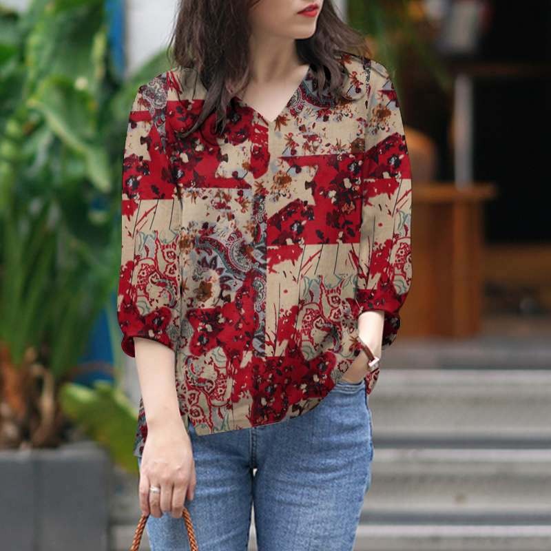 Women’s Casual V-Neck Printed Top