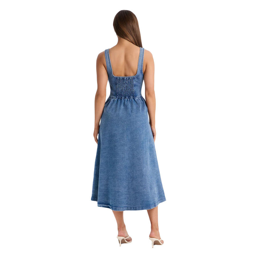 Women's Strapless Flared Denim Dress