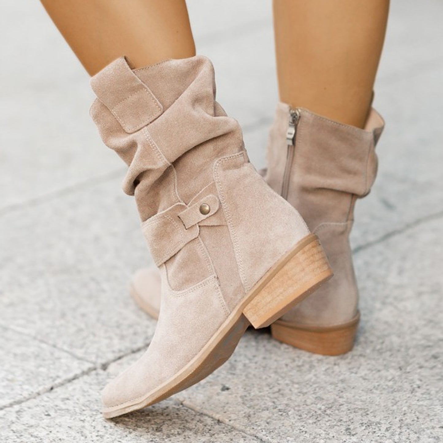 Trendy Women’s Winter Boots – INS Suede Zipper Pointed-Toe Design