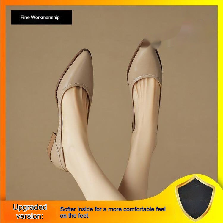 Women's French-style Pointed-toe Low-cut Mid-heel Shoes