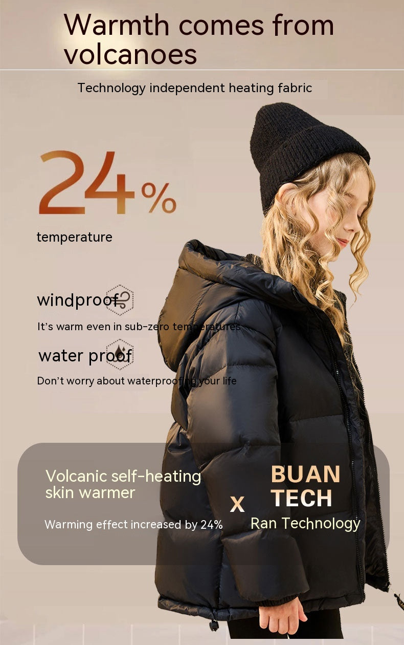 Children’s Luxury Black & Gold Down Jacket – Stylish & Warm