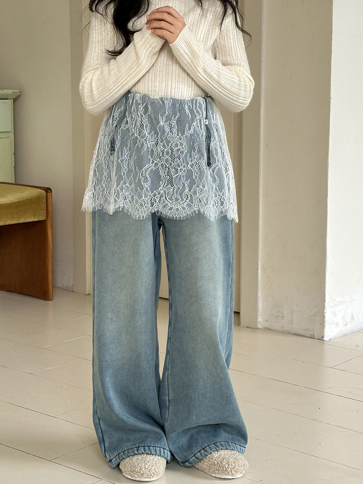 Girl's Half Turtleneck Cotton Sweater