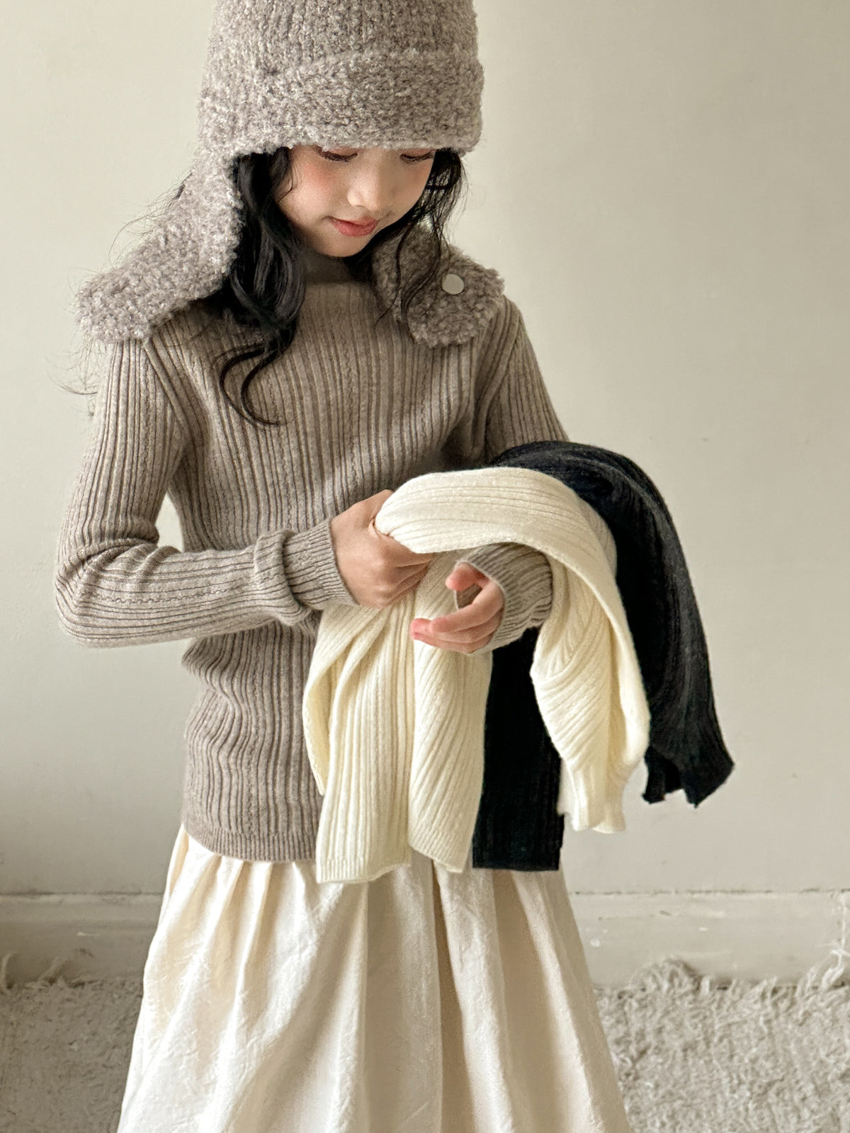 Girl's Half Turtleneck Cotton Sweater