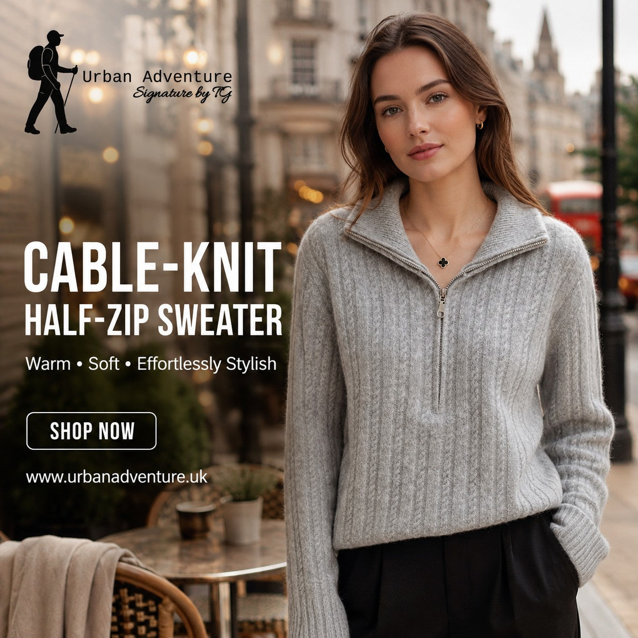 Women's Thick Cable-Knit Half-Zip Sweater