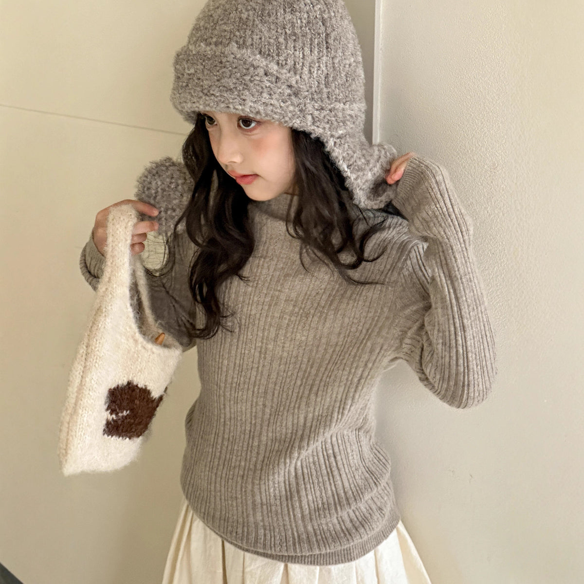 Girl's Half Turtleneck Cotton Sweater