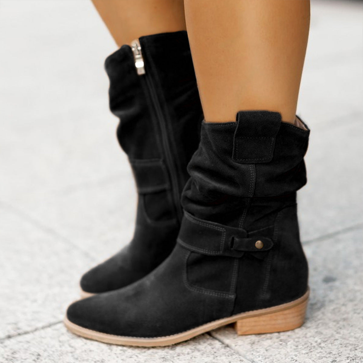 Trendy Women’s Winter Boots – INS Suede Zipper Pointed-Toe Design