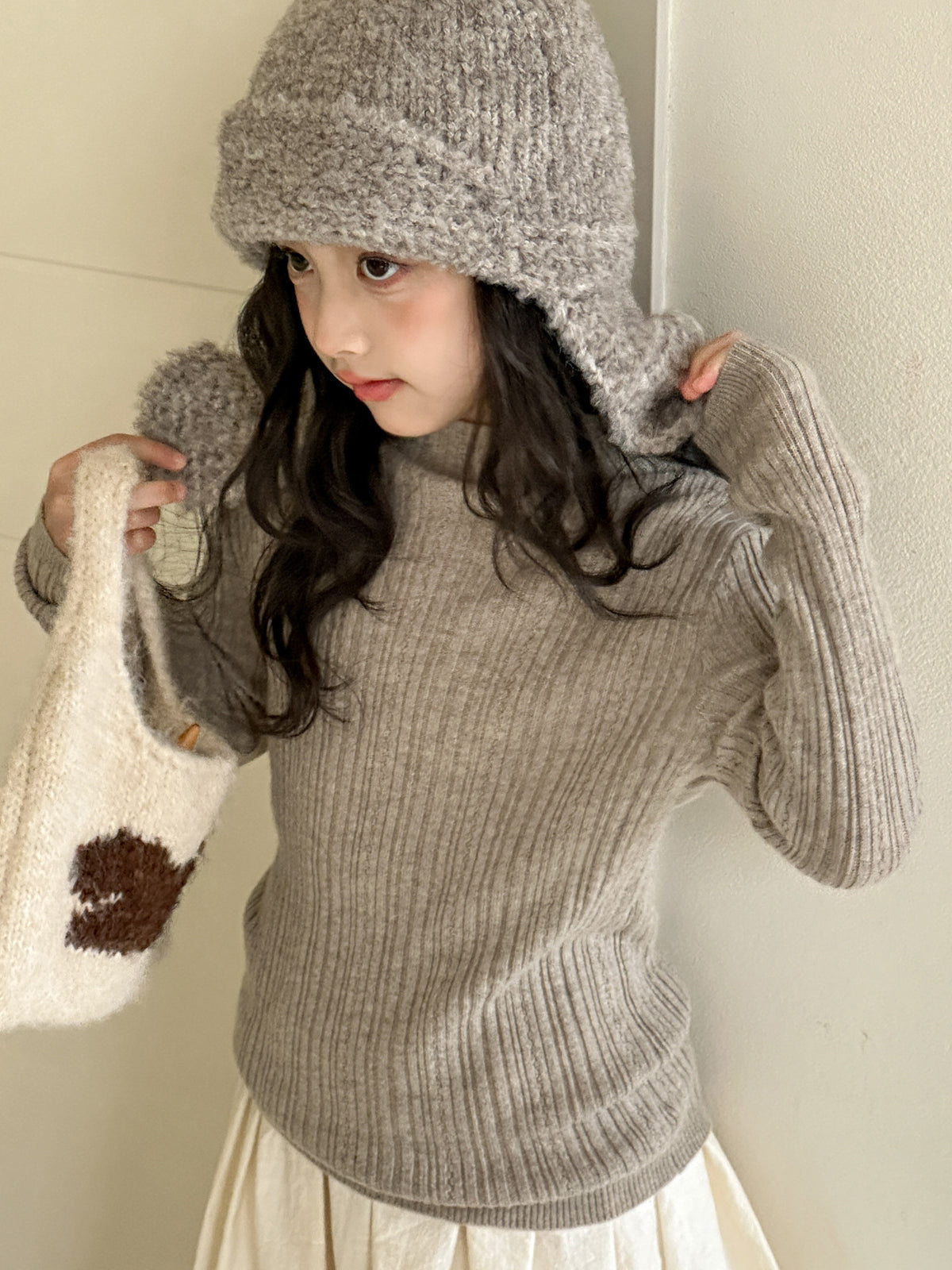 Girl's Half Turtleneck Cotton Sweater