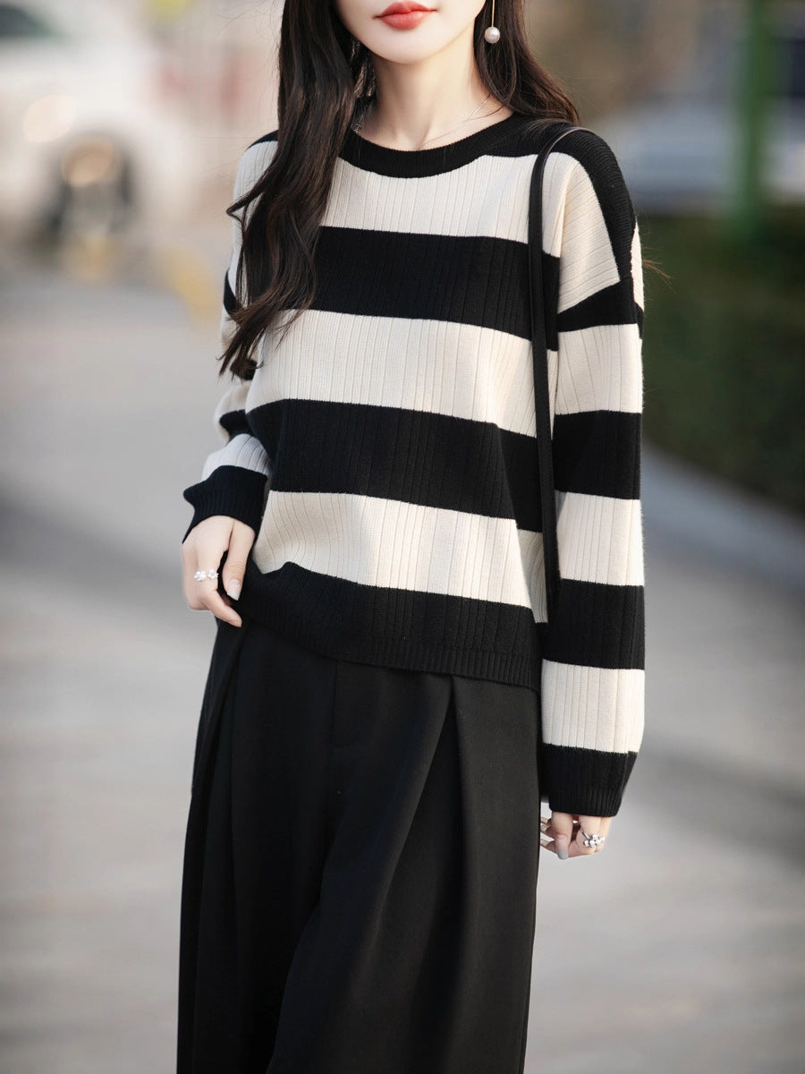 Women's Vertical Striped Knit Cardigan