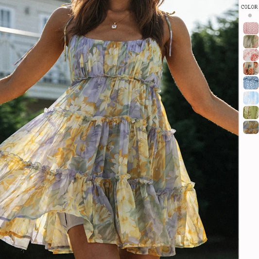 Women’s Vacation Style Printed Slip Dress – Lightweight Summer Dress