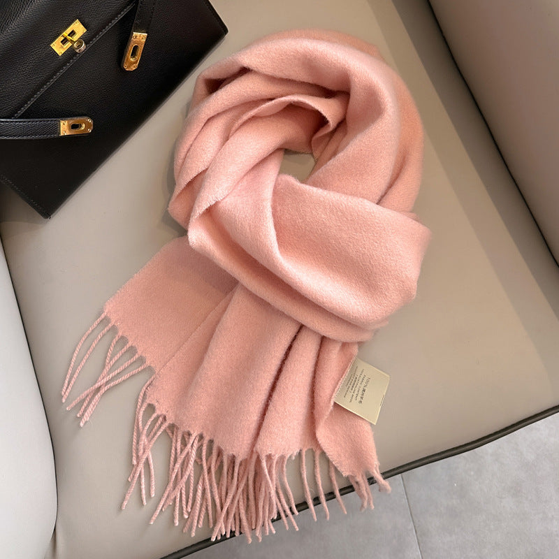Pure Wool Tassel Scarf – Warm Winter Narrow Scarf for Men & Women