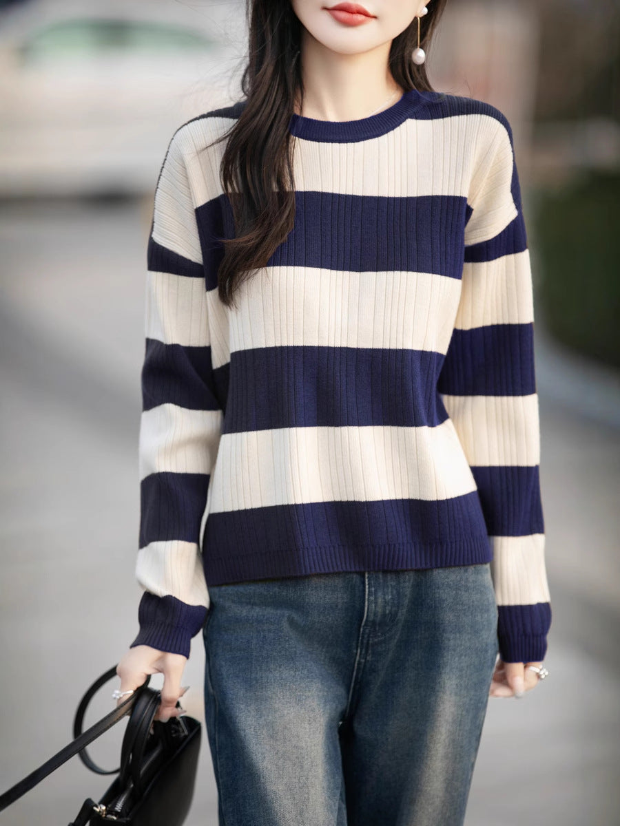 Women's Vertical Striped Knit Cardigan