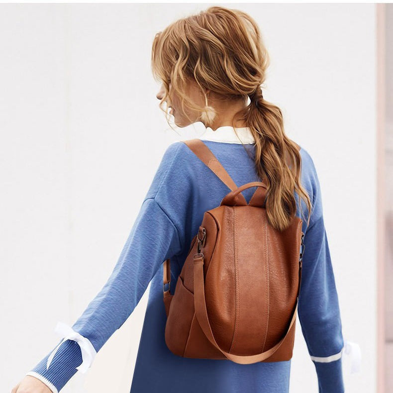 Women’s Casual Backpack – Solid Color Spacious Design