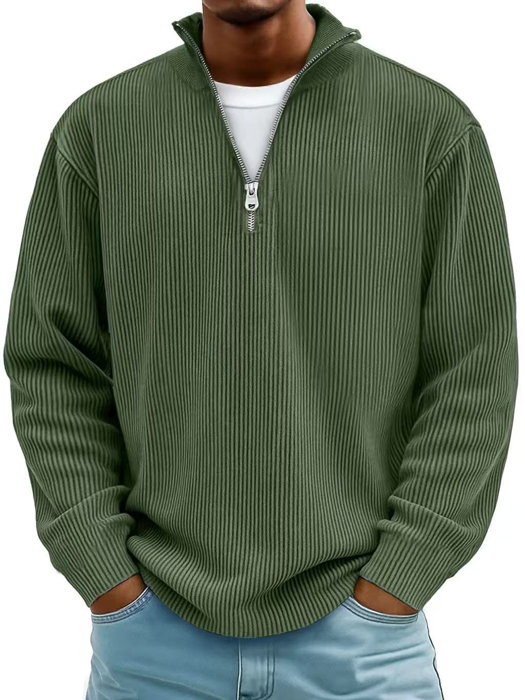 Men?s Casual Corduroy Stand Collar Zip-Up Jacket