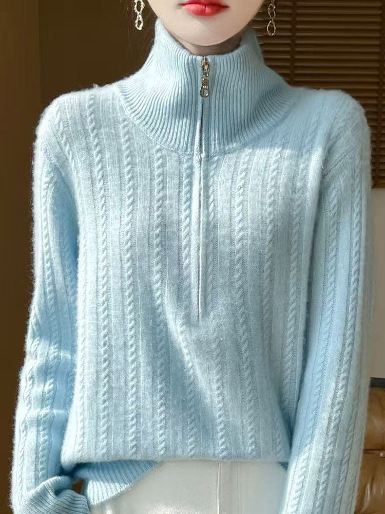 Women's Thick Cable-Knit Half-Zip Sweater