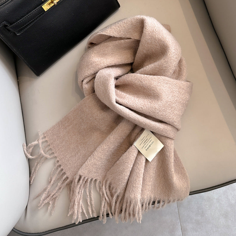 Pure Wool Tassel Scarf – Warm Winter Narrow Scarf for Men & Women