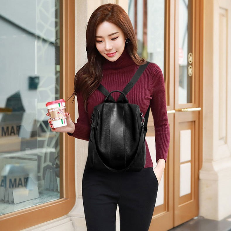 Women’s Casual Backpack – Solid Color Spacious Design