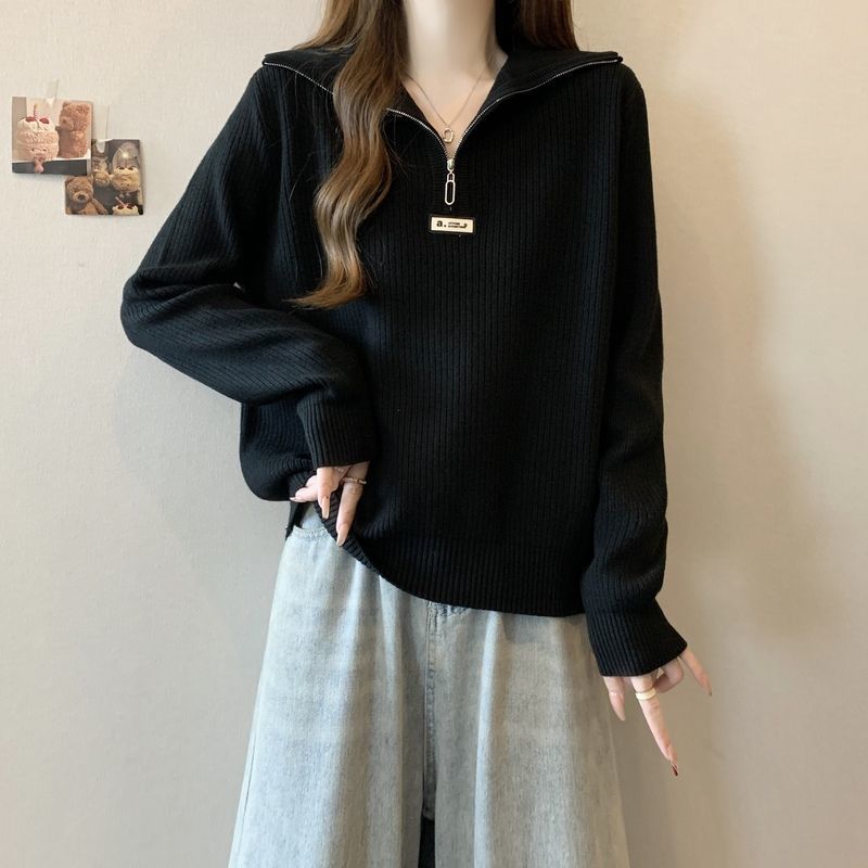 Women's Ribbed Half-Zip Knit Sweater