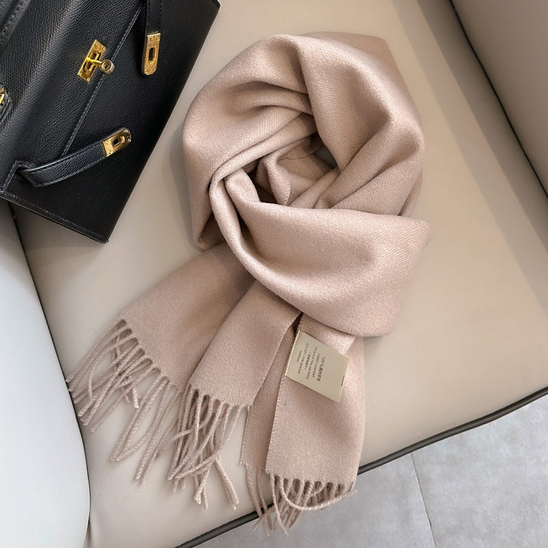 Pure Wool Tassel Scarf – Warm Winter Narrow Scarf for Men & Women
