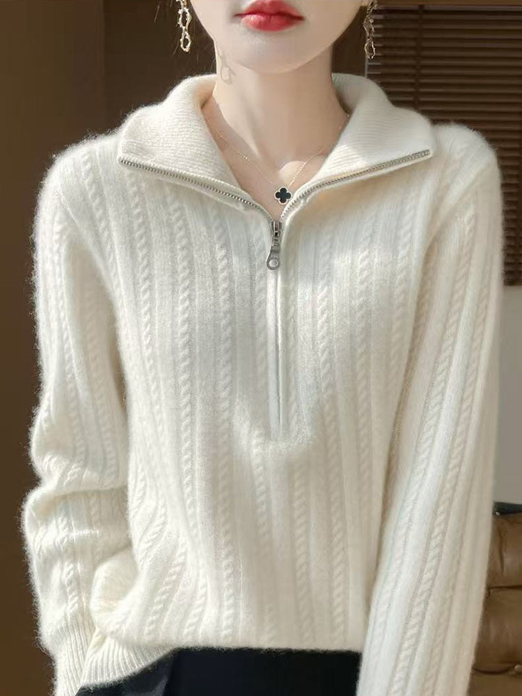 Women's Thick Cable-Knit Half-Zip Sweater