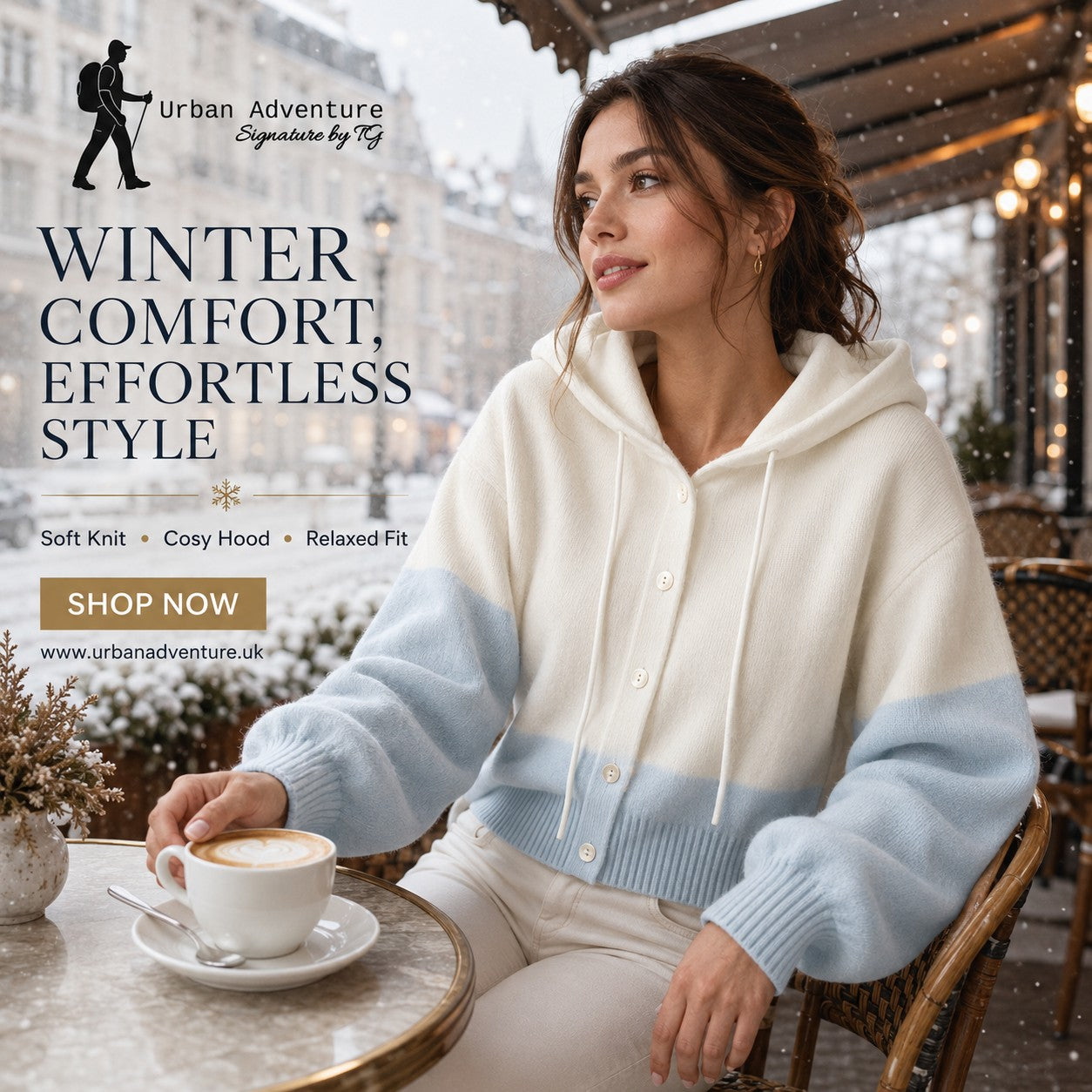 Women' s Gradient Hooded Knit Cardigan