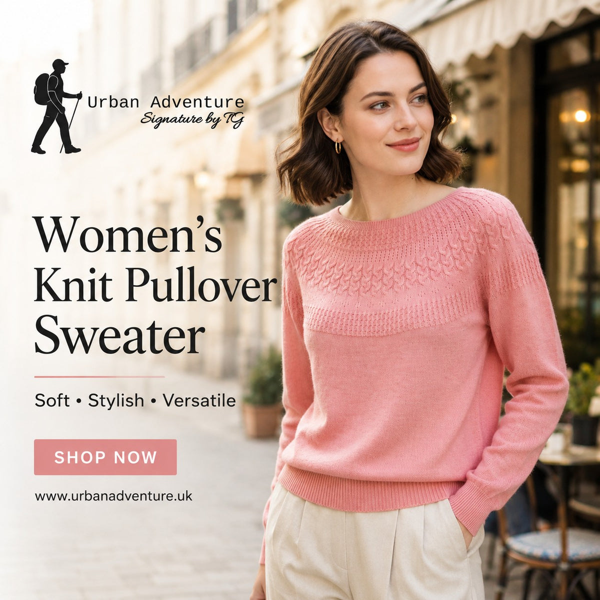 Women's Slim-Fit Round Neck Knit Pullover Sweater