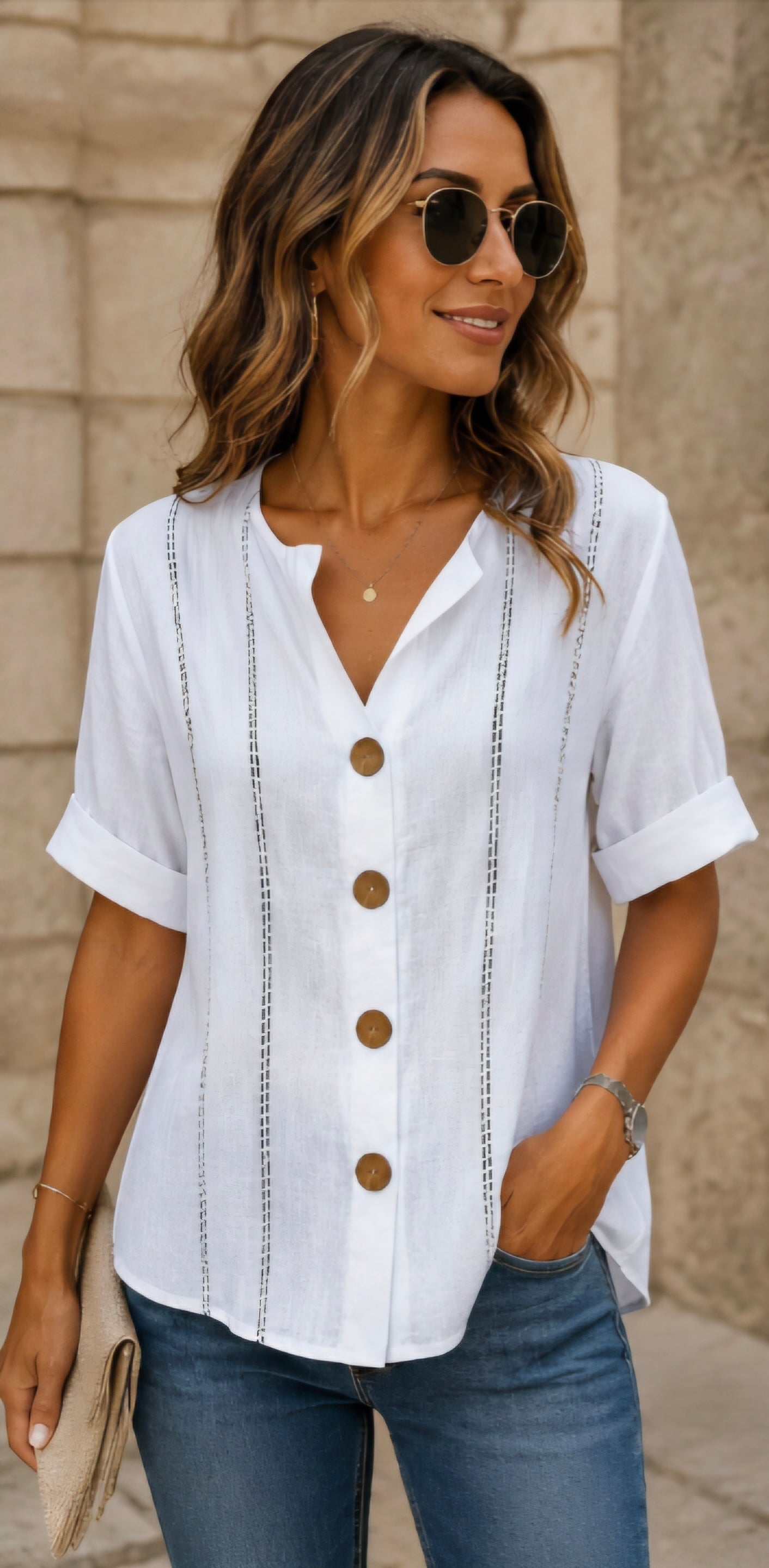 Women's Summer Breeze Linen Button-Up Top