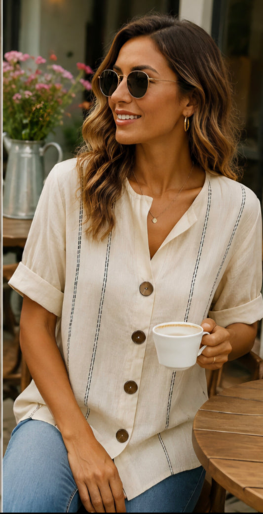 Women's Summer Breeze Linen Button-Up Top