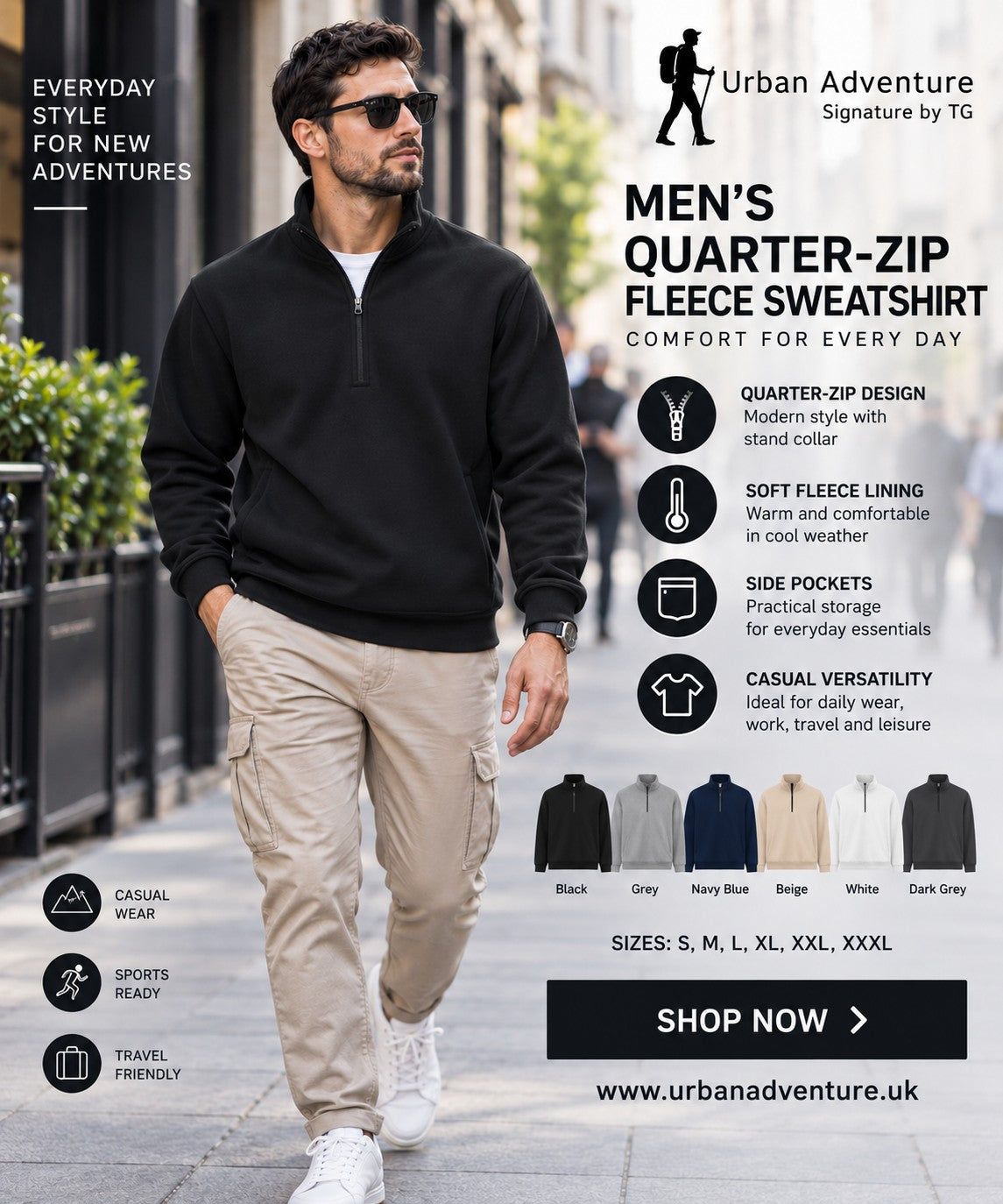 Men's Quarter-Zip Fleece Sweatshirt