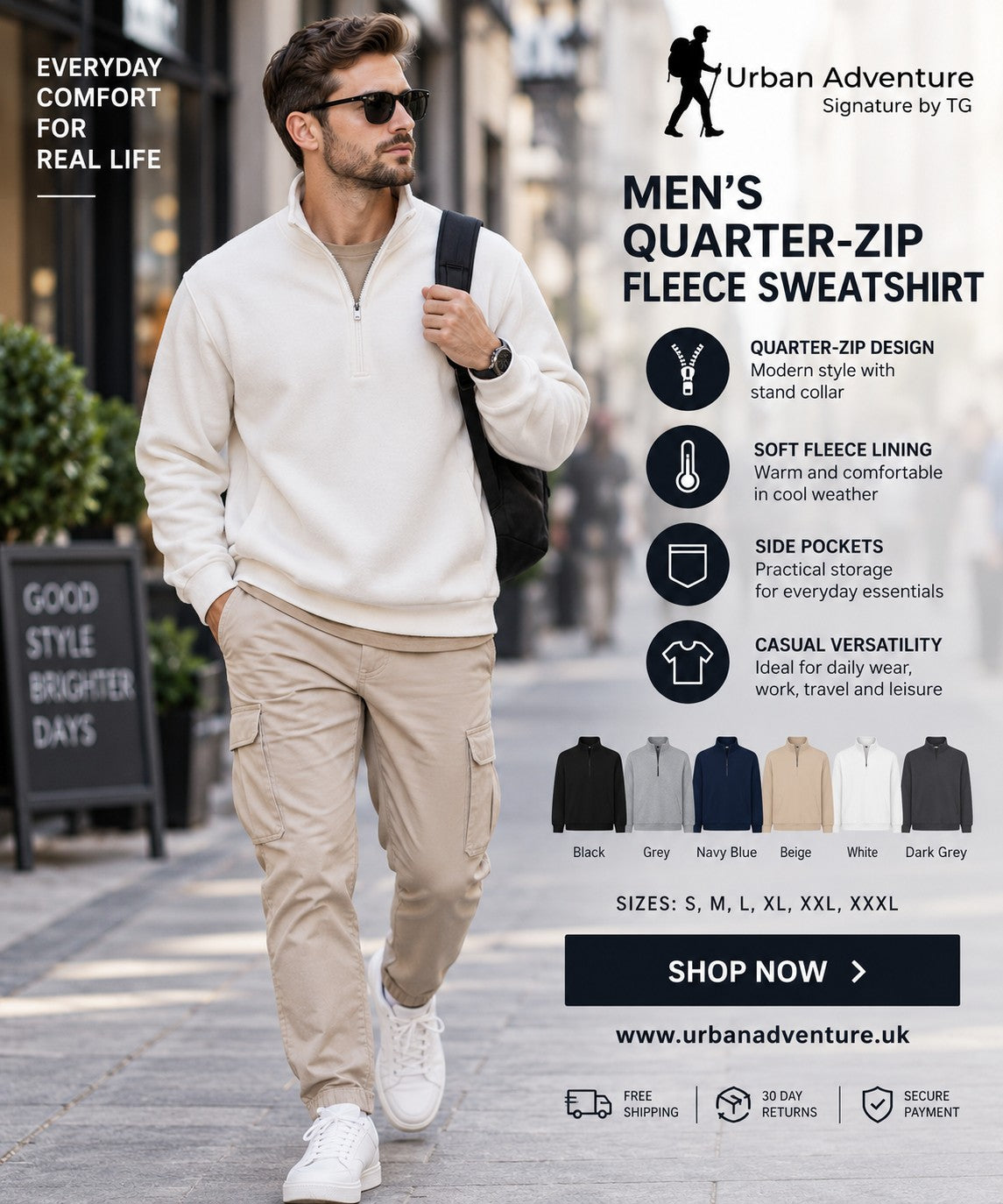 Men's Quarter-Zip Fleece Sweatshirt