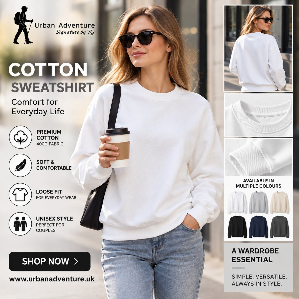 Cotton Round Neck Sweatshirt.