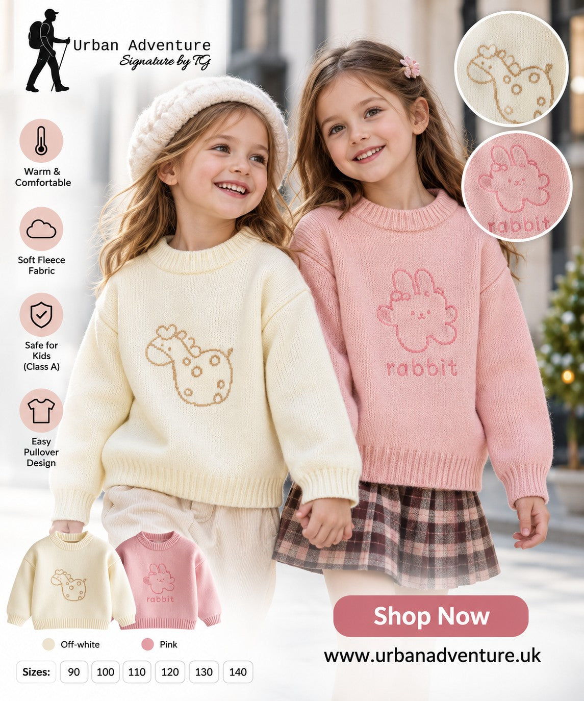 Girl's  Fleece Sweater - Warm Winter Pullover