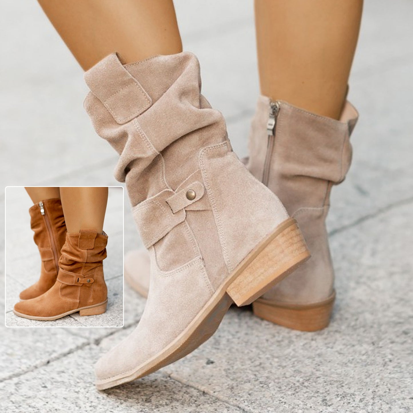 Trendy Women’s Winter Boots – INS Suede Zipper Pointed-Toe Design