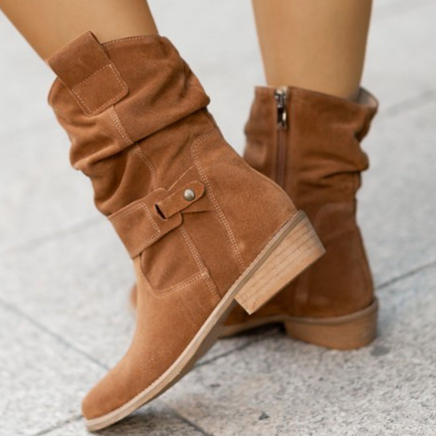 Trendy Women’s Winter Boots – INS Suede Zipper Pointed-Toe Design