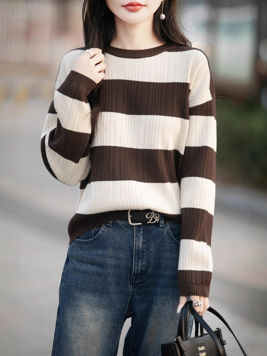 Women's Vertical Striped Knit Cardigan