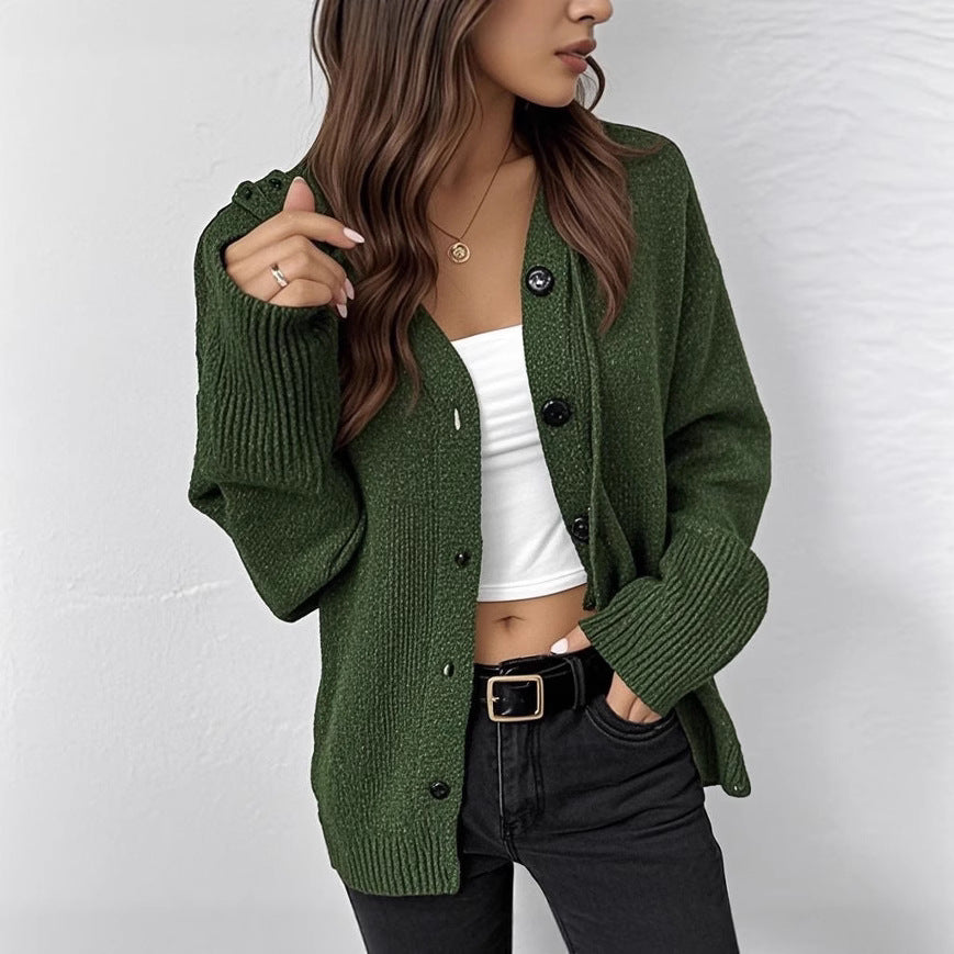 Women's Hooded Drawstring Knit Cardigan