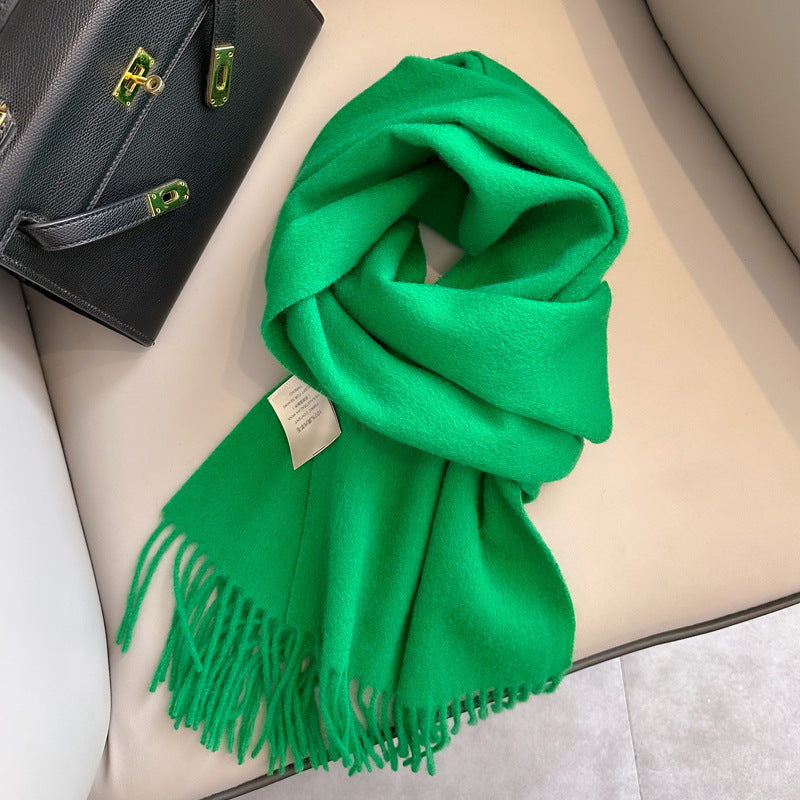 Pure Wool Tassel Scarf – Warm Winter Narrow Scarf for Men & Women