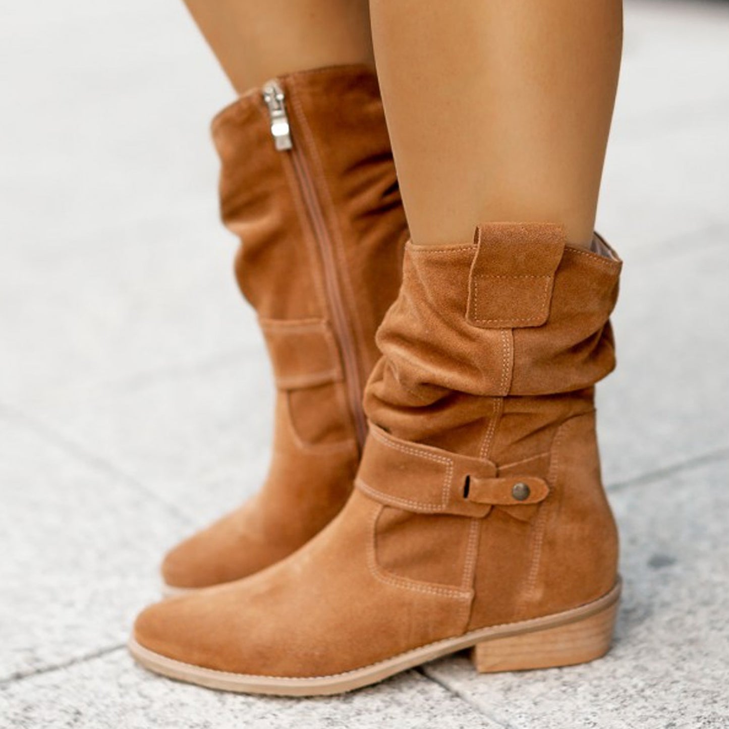 Trendy Women’s Winter Boots – INS Suede Zipper Pointed-Toe Design