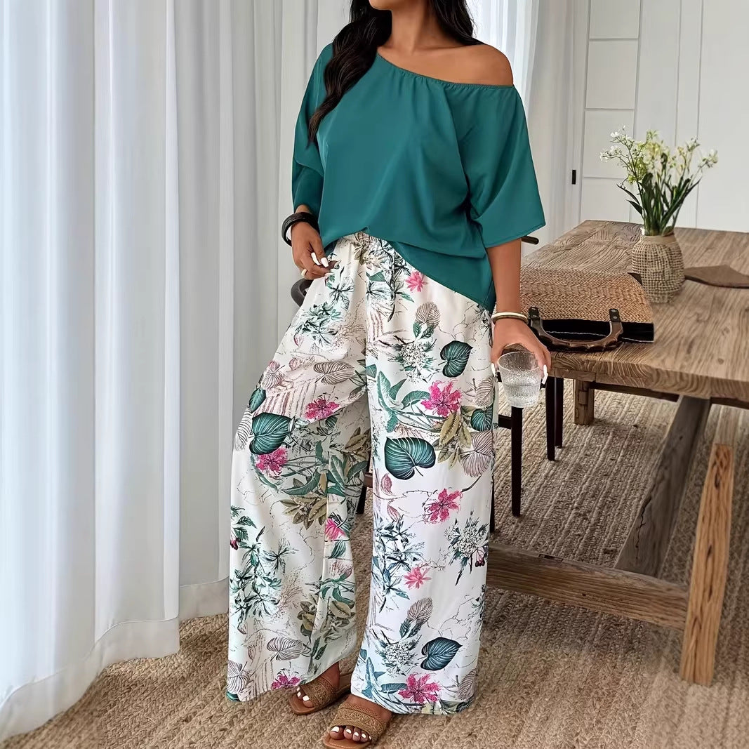 Women’s Vacation-Style Wide-Leg Pants with Top