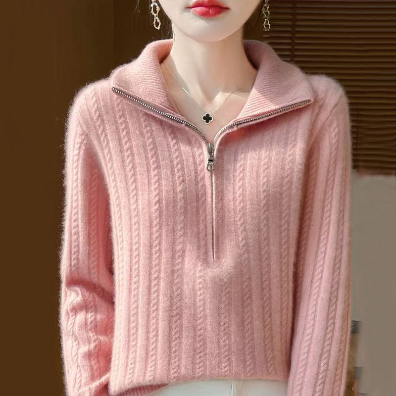 Women's Thick Cable-Knit Half-Zip Sweater
