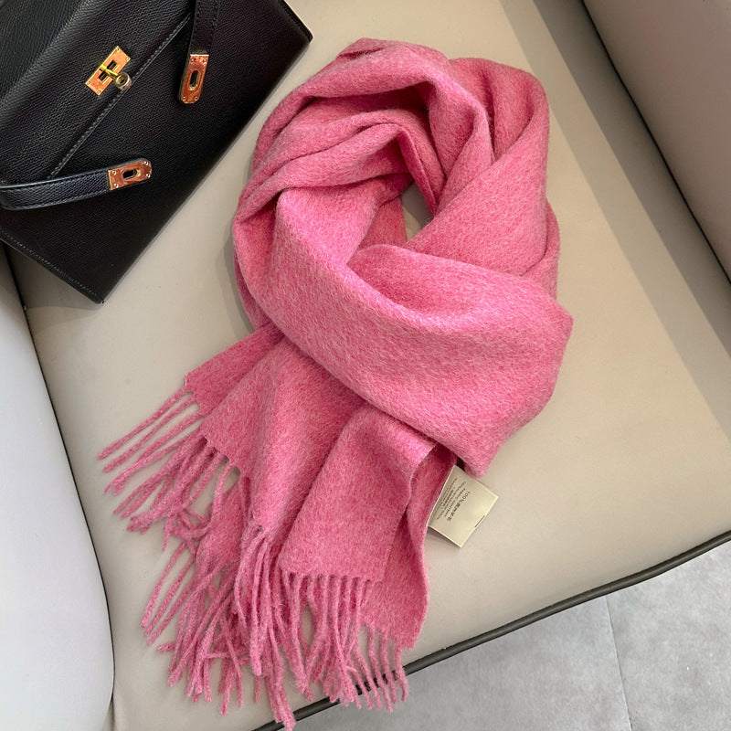 Pure Wool Tassel Scarf – Warm Winter Narrow Scarf for Men & Women