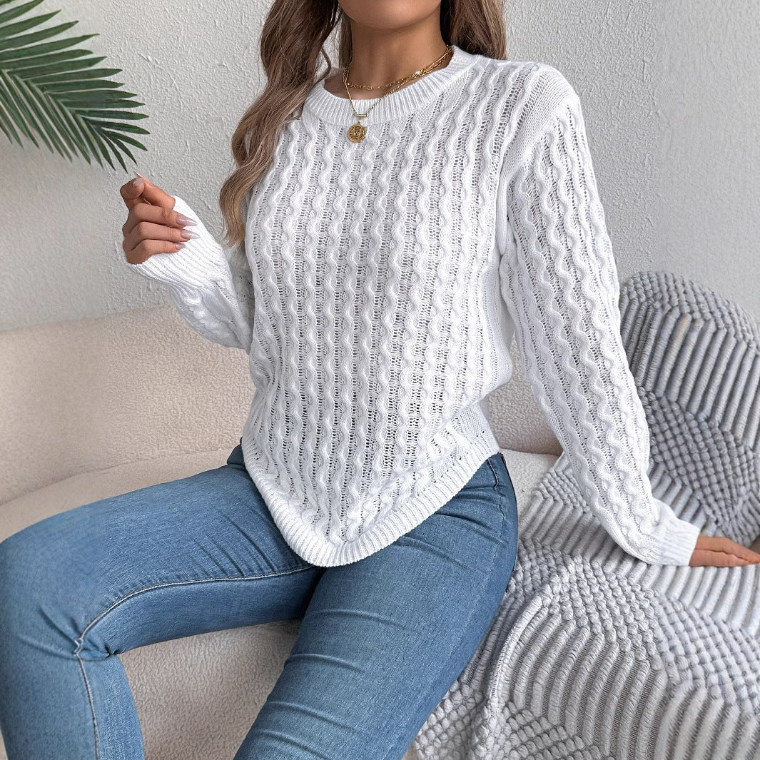 Women’s Irregular Hem Lantern Sleeve Knit Jumper