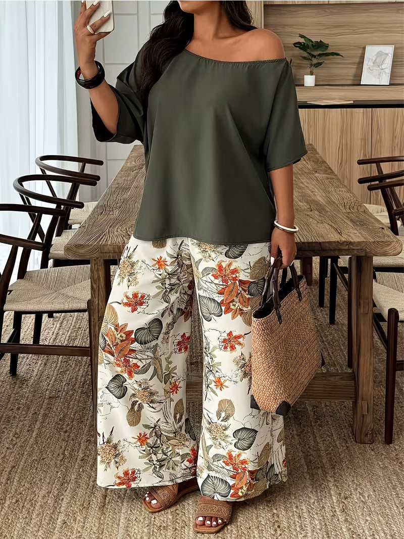 Women’s Vacation-Style Wide-Leg Pants with Top